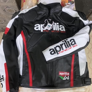 Aprilia Racing Motorbike Cowhide Leather Jacket MotoGP New Aprilia Racing Motorcycle Biker Leather Jacket