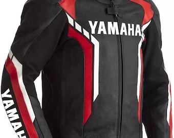 Yamaha Racing Motorbike Cowhide Leather Jacket CE Armor MotoGP New Yamaha Motorcycle Biker Jacket-Riding Gear
