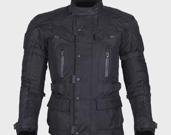 Nueva chaqueta de moto textil Cordura negra para carreras de motociclistas