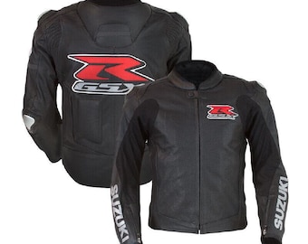 Suzuki GSXR Racing Motorbike Cowhide Leather Jacket New Suzuki Men's Motorcycle Biker Jacket
