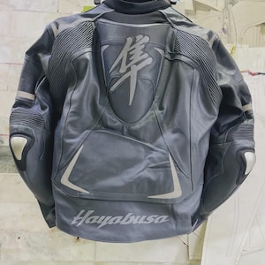 Suzuki Hayabusa Racing Motorbike Cowhide Leather Jacket CE Armor New Suzuki Black & Red Motorcycle Biker Jacket - Riding Gear