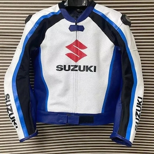 Suzuki Racing Motorbike Cowhide Leather Jacket New Suzuki Men&#39;s Motorcycle Biker Jacket