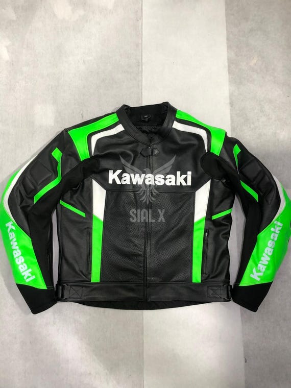 Kawasaki Ninja Monster Racing Motorbike Cowhide Leather Jacket New