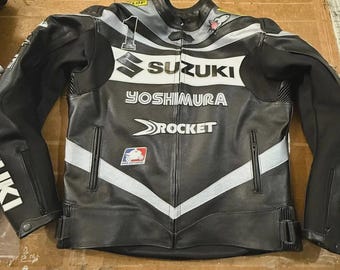 Vintage Team Suzuki Official Jacket Coat Yellow Racing Full Zip