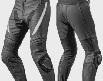 New Black Leather Racing Motorbike Leather Pant Custom Motorcycle Biker Trouser CE Approved Armor- Riding Gear