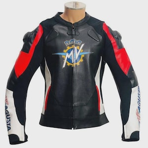 MV Agusta Racing Motorbike Cowhide Leather Jacket New MV Agusta Men&#39;s Motorcycle Biker Jacket