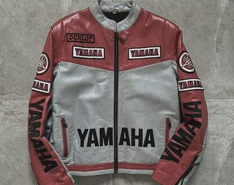 ハンドメイドヤマハイエローMotoGPバイクレザージャケット
