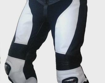 New Black Leather Racing Motorbike Leather Pant Custom Motorcycle Biker Trouser CE Approved Armor- Riding Gear