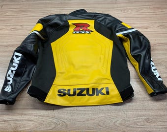 Suzuki GSXR Racing Motorbike Cowhide Leather Jacket New Suzuki Men's Motorcycle Biker Jacket