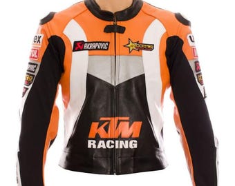 KTM Racing Motorbike Leather Jacket New Vintage KTM Men's Motorcycle Vintage Biker Jacket