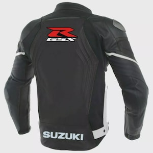 Suzuki GSXR Racing Motorbike Cowhide Leather Jacket New Suzuki Men&#39;s Motorcycle Biker Jacket