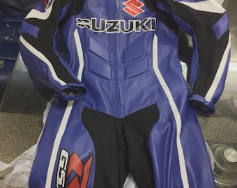 Suzuki GSXR Racing Motorbike Cowhide Leather Suit Riding Gear New Suzuki Men's Motorcycle Biker Suit Fully Armored
