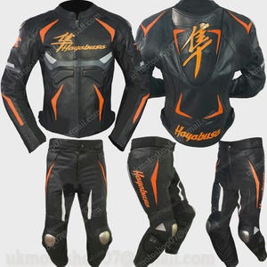 Traje de moto de carreras Suzuki Hayabusa de cuero vacuno con armadura homologada CE. Nuevo traje de motociclista Suzuki para hombre. Equipamiento de conducción.