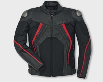 Chaqueta de cuero vacuno para moto Ducati Racing. Nueva chaqueta de motociclista Ducati C1.