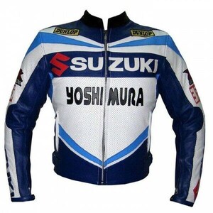 Suzuki Racing Motorbike Cowhide Leather Jacket New Suzuki Men&#39;s Motorcycle Biker Jacket