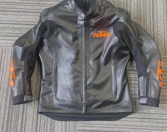 KTM Racing Motorbike Leather Jacket New Vintage KTM Men's Motorcycle Vintage Biker Jacket