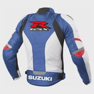 Suzuki GSXR Racing Motorbike Cowhide Leather Jacket New Suzuki Men&#39;s Motorcycle Biker Jacket
