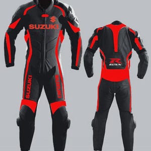 Traje de moto Suzuki GSXR Racing de cuero vacuno con armadura homologada CE. Nuevo traje de moto Suzuki para hombre. Equipamiento de conducción.