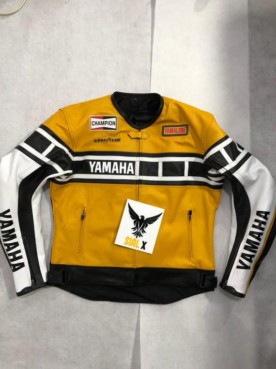 Yamaha Racing Motorbike Cowhide Leather Jacket Yama Yamalube New