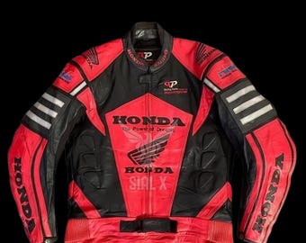 Honda Racing Motorbike Cowhide Leather Jacket MotoGP New Honda Motorcycle Biker Jacket