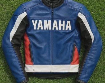 Yamaha Racing Motorbike Cowhide Leather Jacket MotoGP New Yamaha Motorcycle Biker Jacket