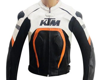 KTM Racing Motorbike Leather Jacket New Vintage KTM Men's Motorcycle Vintage Biker Jacket