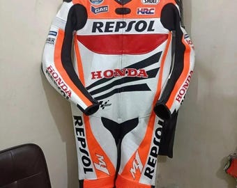 Honda Repsol Racing Motorbike Cowhide Leather Suit MotoGP Honda Motorcycle Biker Suit