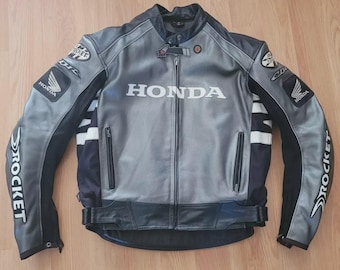 Honda Racing Motorbike Armored Cowhide Leather Jacket MotoGP New Honda Rocket Motorcycle Biker Jacket-Riding Gear