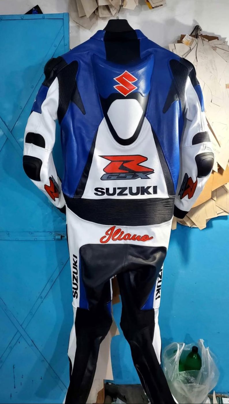 Suzuki Hayabusa Racing Motorbike Cowhide Leather Suit New Suzuki Men's Motorcycle Biker Suit
