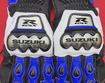 Leren handschoenen Suzuki racemotor Nieuwe handgemaakte Suzuki GSXR-motorfietshandschoenen