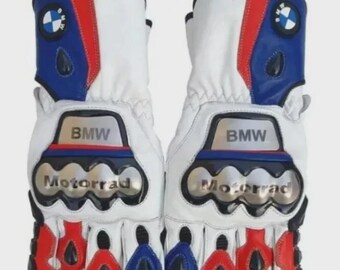 BMW Motorrad Leder Motorradhandschuhe, gepolsterte Racing Biker Handschuhe