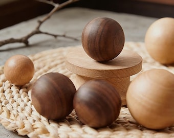 Boutons en bois Poignées boules de tiroir Poignées de meuble Garde-robe Noyer noir Hêtre Poignées de porte d'armoires de cuisine Boutons Quincaillerie simple