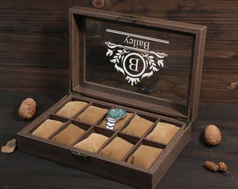 Personalized Leather Watch Box: Engraved Jewelry Storage Case