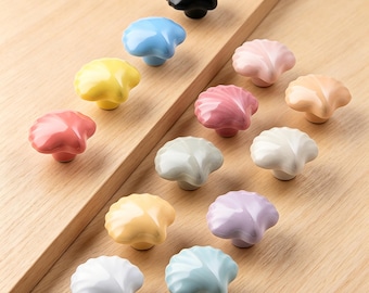 Colorful Seashell Ceramic Knobs Dresser Drawer Handles Cabinet Pull Children's Room Door Knobs Handle Closet Pulls Modern Cupboard Hardware