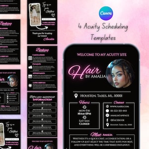 Pink Hair Stylist Acuity Scheduling Template, Acuity Scheduling Template, Hair Stylist Website, Canva Template, Acuity template