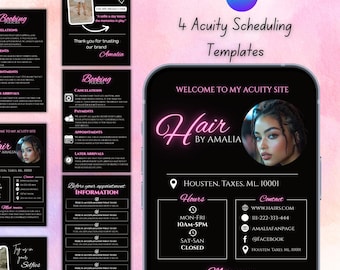 Pink Hair Stylist Acuity Scheduling Template, Acuity Scheduling Template, Hair Stylist Website, Canva Template, Acuity template