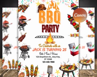 Editable Backyard BBQ Party Invitation: Grill & Chill Canva Template