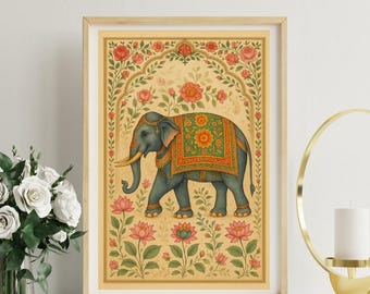 Indian Floral Folk Art Print: Nature Animal Poster (Digital Download)
