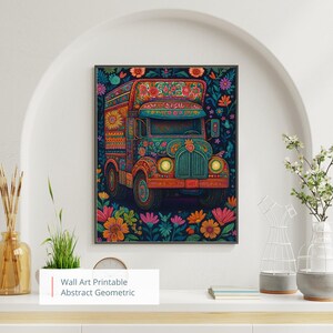 Pakistani Truck Art, Vibrant South Asian Art, Digital Painting, Intricate Drawing