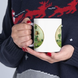 Vintage St. Patrick&#39;s Day Ceramic Mug - Happy St. Patrick&#39;s Day, Clover Design, Irish Gift, Tea, Coffee Cup, Holiday Decor