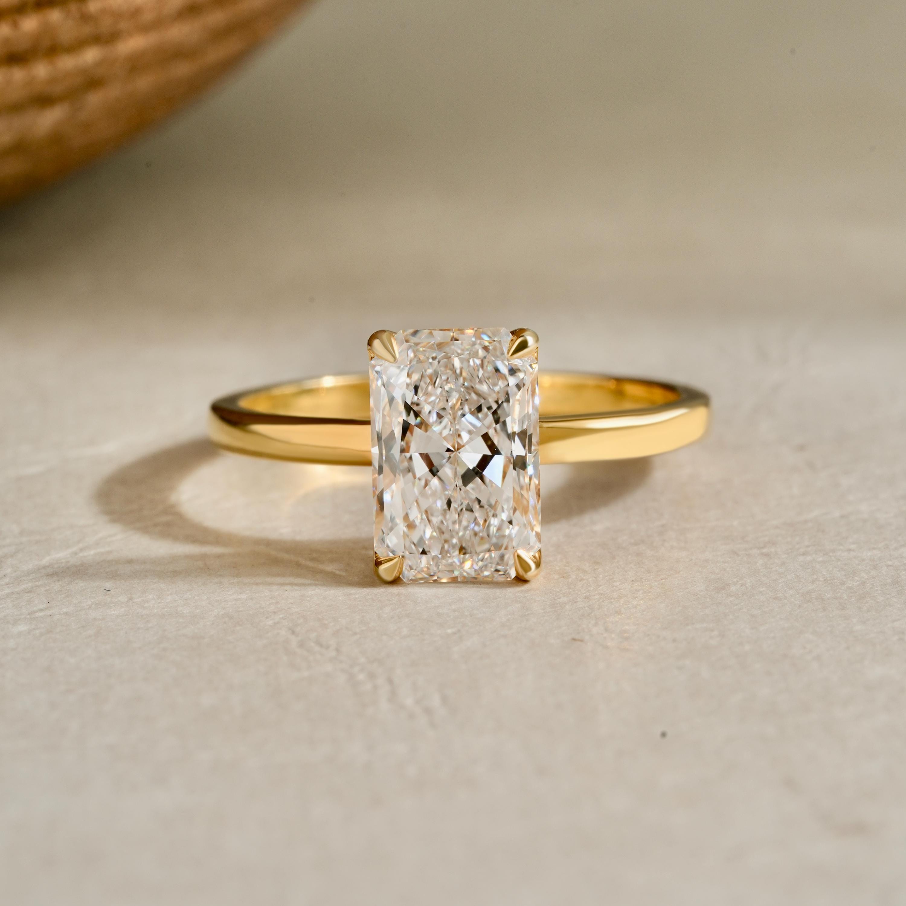 Radiant Cut Lab Grown Diamond Solitaire Engagement Ring, 14k Gold IGI ...