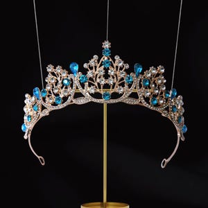 Wedding Bridal Crown Sky Blue/ Purple/ Blue/ Pink Crystal Tiara, Wedding elegant Party Tiara, Photoshoot Crown, Quinceanera Tiara
