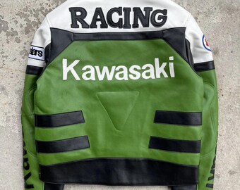Vintage Kawasaki Cowhide Leather Motorcycle Racing Jacket - Etsy