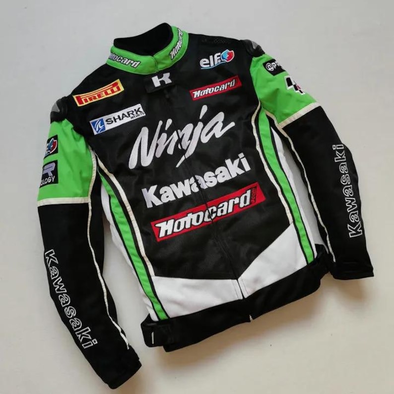 New Customised Kawasaki Ninja Racing Motorcycle Jacket Biker Mesh Fabric Jacket