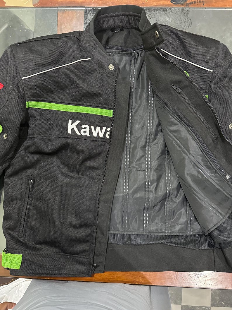 All Season Kawasaki Motorbike Riding Jacket Mesh Fabric Motorcycle Racing Kawasaki Jacket Lightweight Windproof Biker Jacket Gift for him image 4