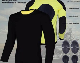 Motorcycle Riding T Shirt Kevlar Lined Cotton T Shirt Motorcycle Racing Protective Gear Spring Summer Bike Riding Shirt CE Approved Armours