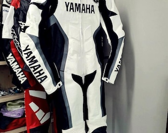 Leren Yamaha Motorcycle Racing-pak: koeienhuid motorpak met CE-pantser