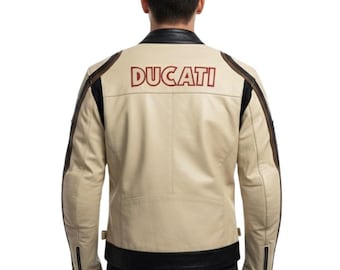 Ducati Motorcycle Racing Jacket: Vintage Leather Biker Jacket