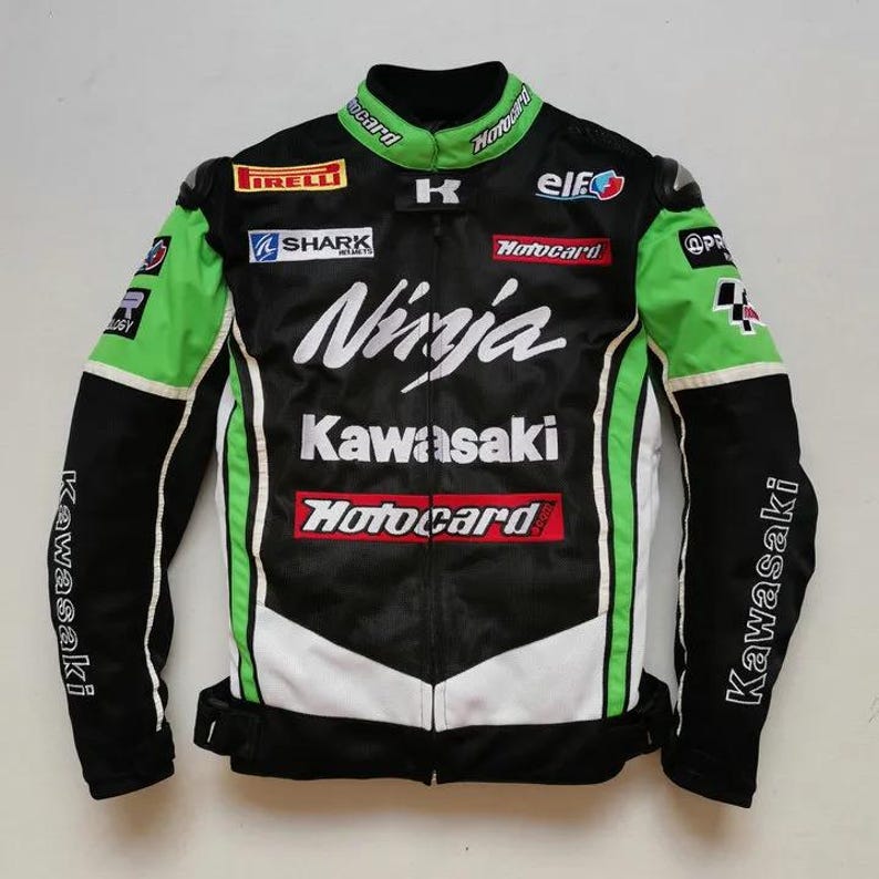 New Customised Kawasaki Ninja Racing Motorcycle Jacket BikerMesh Fabric Jacket