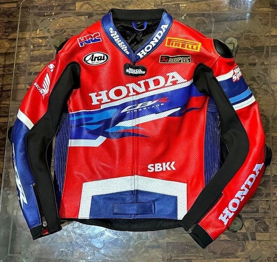 Honda CBR Cowhide Leather Motorcycle Racing Jacket